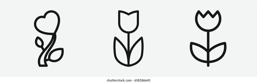 Set of 3 outline blossomicons
