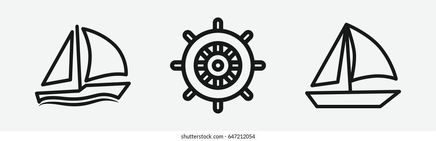 Set of 3 outline boaticons
