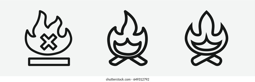 Set of 3 outline bonfireicons