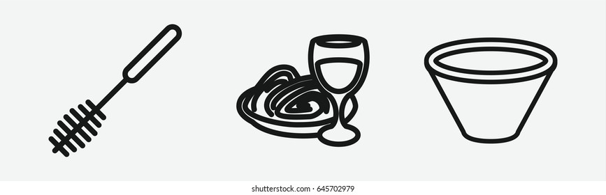 Set of 3 outline bowlicons