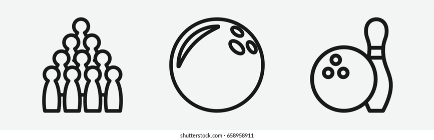 Set of 3 outline bowlingicons