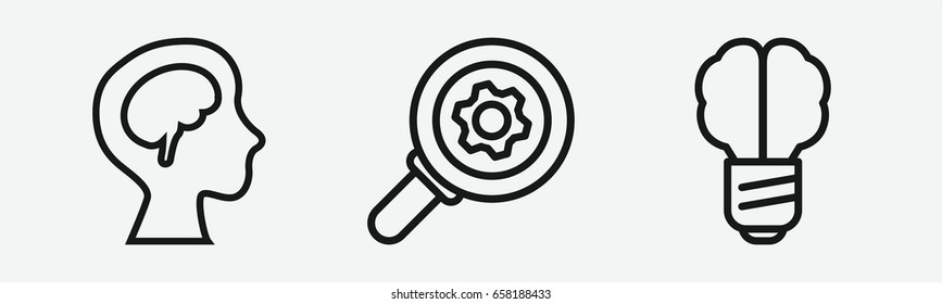 Set of 3 outline brainicons