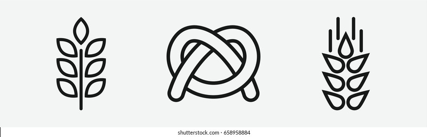 Set of 3 outline breadicons