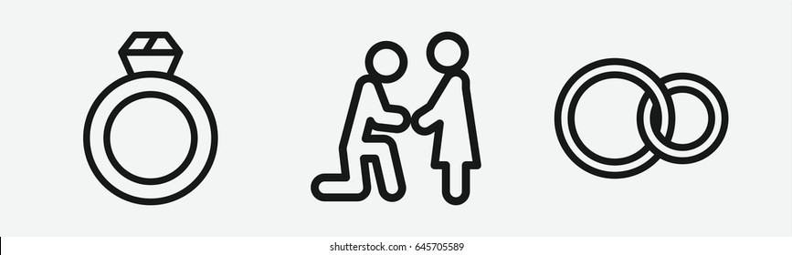 Set of 3 outline brideicons