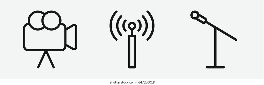 Set of 3 outline broadcasticons