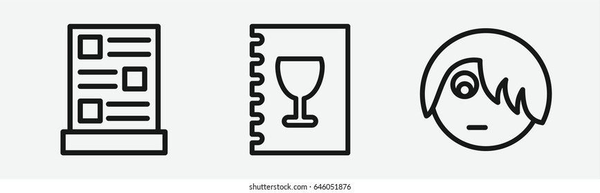 Set of 3 outline brochureicons