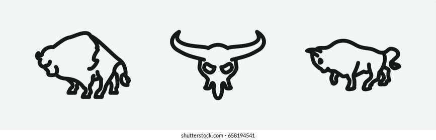 Set of 3 outline buffaloicons