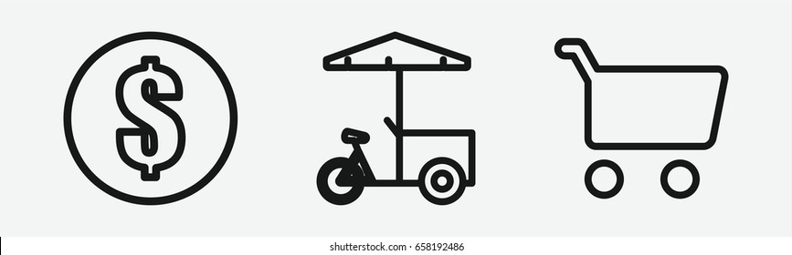Set of 3 outline buyicons