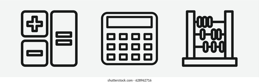 Set of 3 outline calculationicons