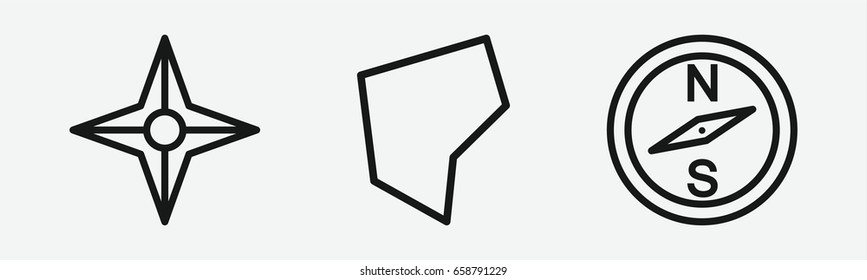 Set of 3 outline cartography icons