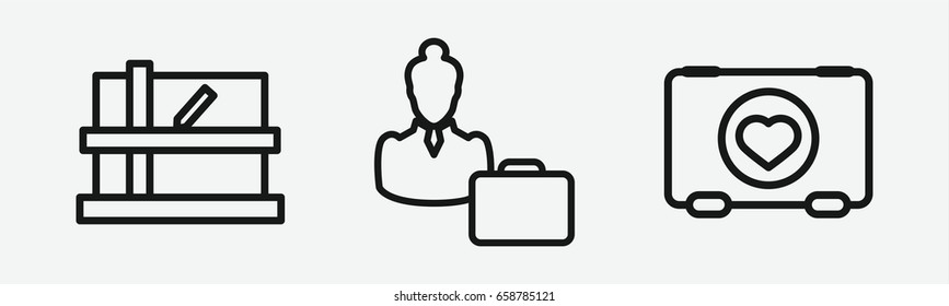 Set of 3 outline case icons