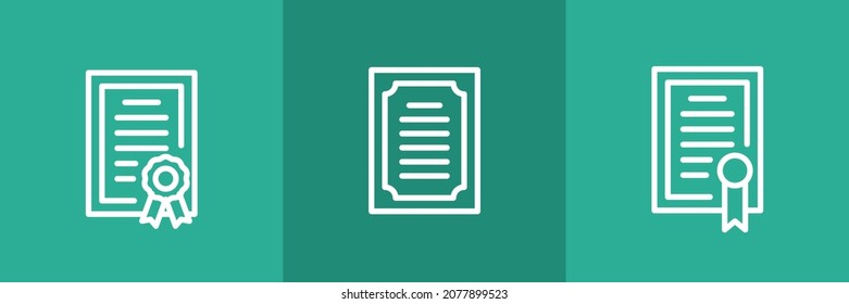 Set of 3 outline certifciate icon.