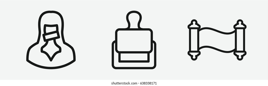 Set of 3 outline certificate icons