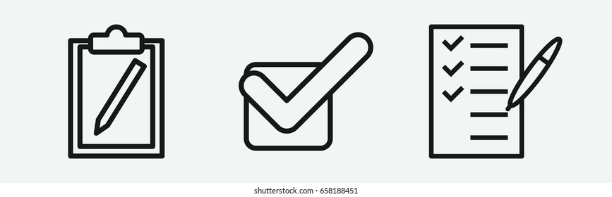 Set of 3 outline checkmarkicons