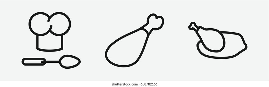 Set of 3 outline cookedicons