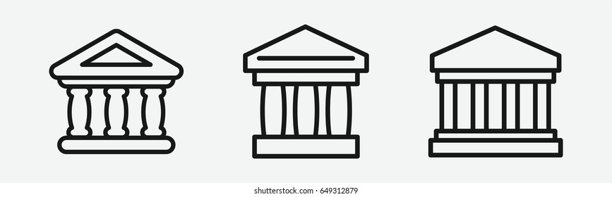 Set of 3 outline courthouseicons