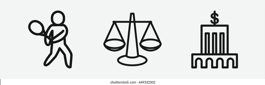 Set of 3 outline courticons