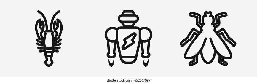 Set of 3 outline creatureicons