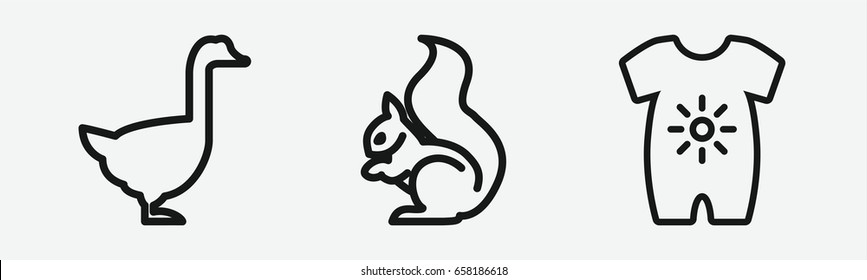 Set of 3 outline cuteicons