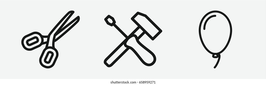 Set of 3 outline cutouticons