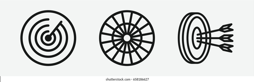 Set of 3 outline dartboardicons