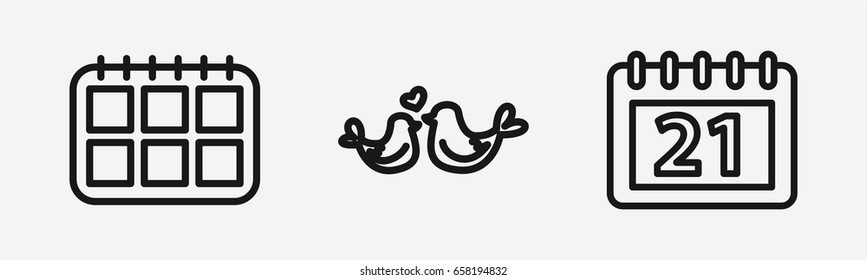 Set of 3 outline date icons