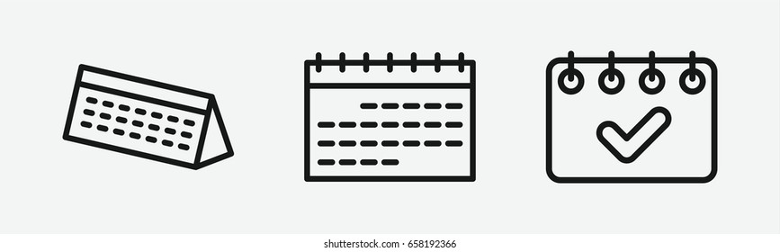 Set of 3 outline dateicons