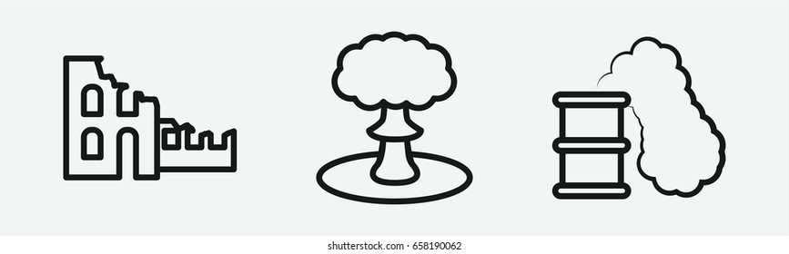 Set of 3 outline demolitionicons