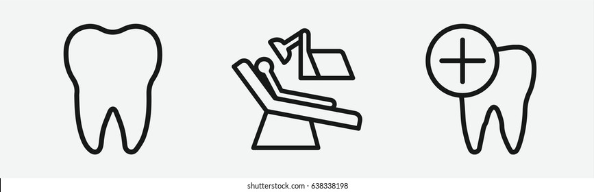 Set of 3 outline dentistry icons