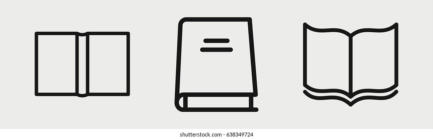 Set of 3 outline dictionary icons