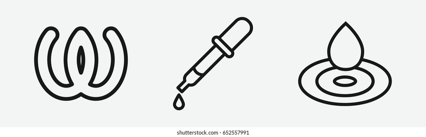 Set of 3 outline drop icons