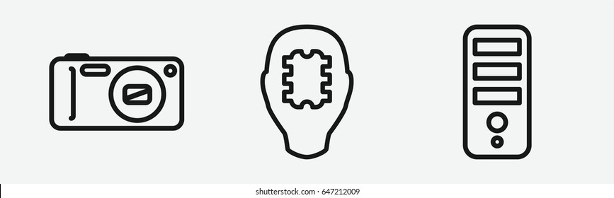 Set of 3 outline electronicsicons