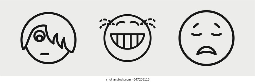 Set of 3 outline emotionicons