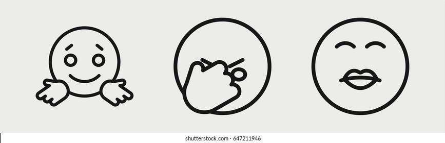 Set of 3 outline emotionicons
