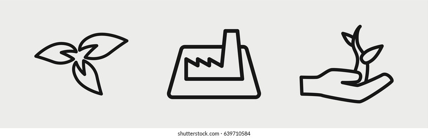 Set of 3 outline environment icons