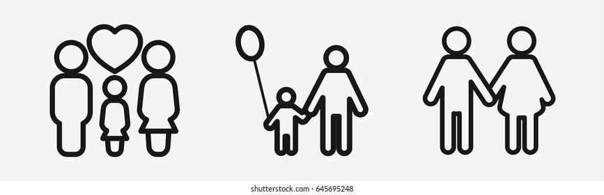 Set of 3 outline father icons