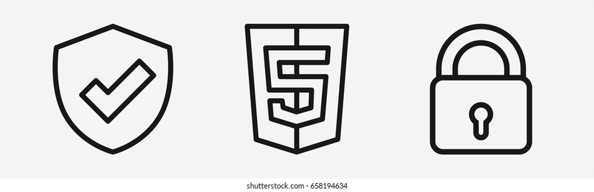 Set of 3 outline firewall icons