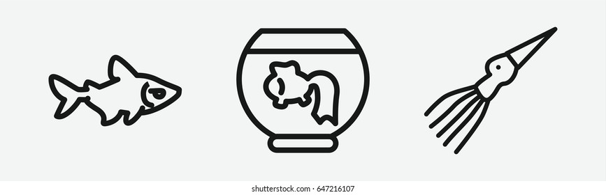 Set of 3 outline fishicons