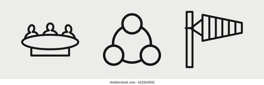 Set of 3 outline flat icons