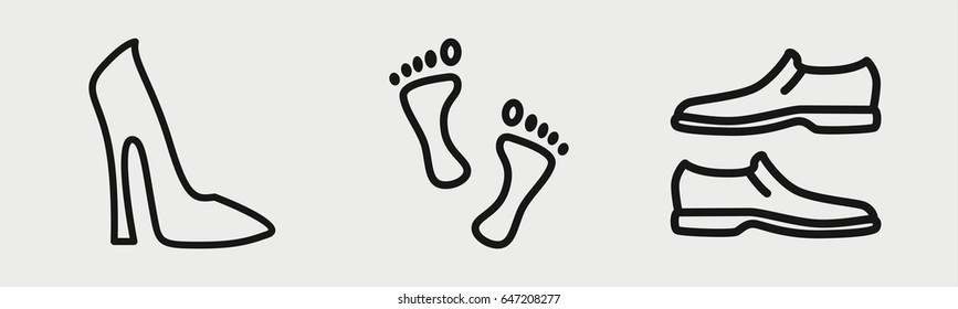 Set of 3 outline footicons