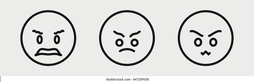 Set of 3 outline frustratedicons