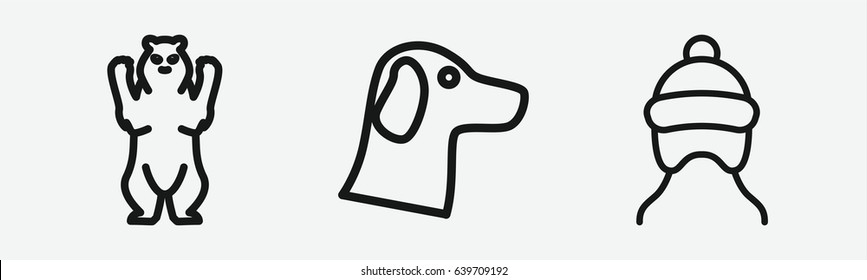 Set of 3 outline fur icons
