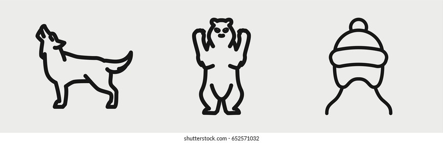 Set of 3 outline fur icons