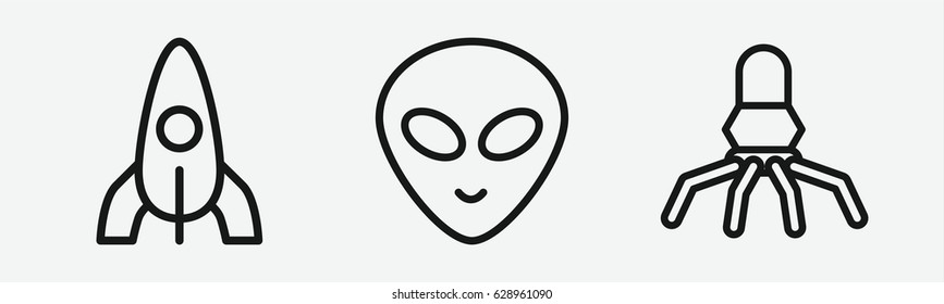 Set of 3 outline futuristicicons