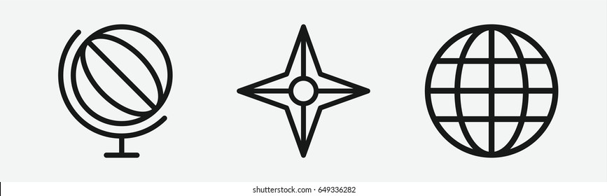 Set of 3 outline geographyicons