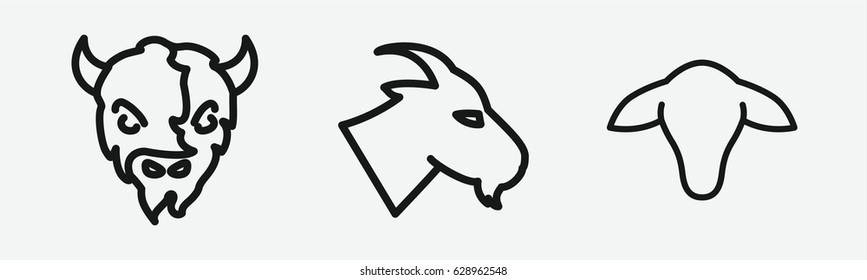 Set of 3 outline goaticons