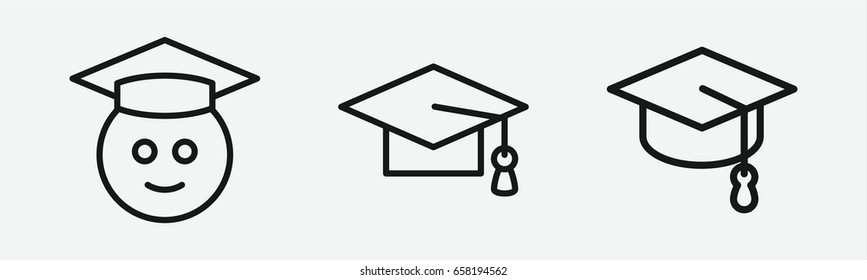 Set of 3 outline graduationicons