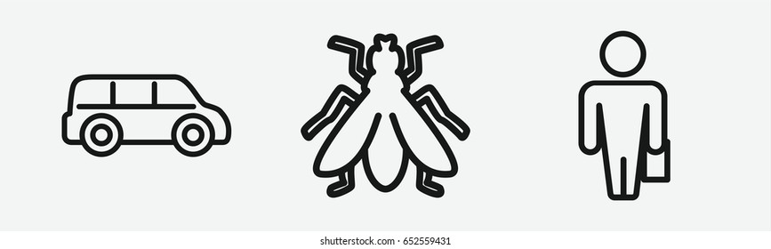 Set of 3 outline gray icons