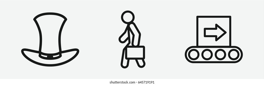 Set of 3 outline greyicons