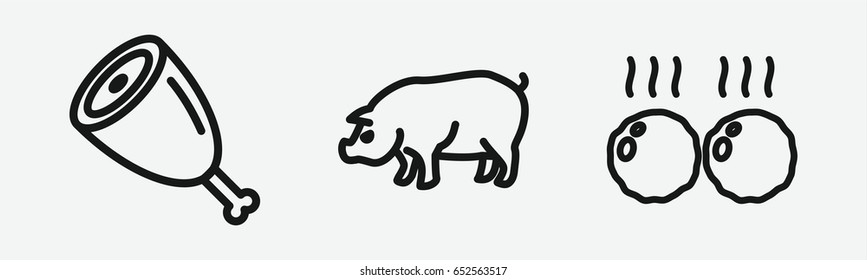 Set of 3 outline ham icons